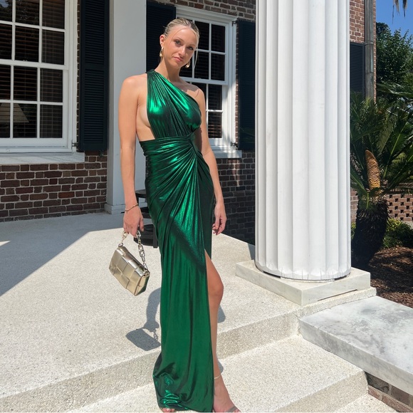 Valeria dress in emerald metallic, J. Angelique green gown Revolve size S small - Picture 1 of 6